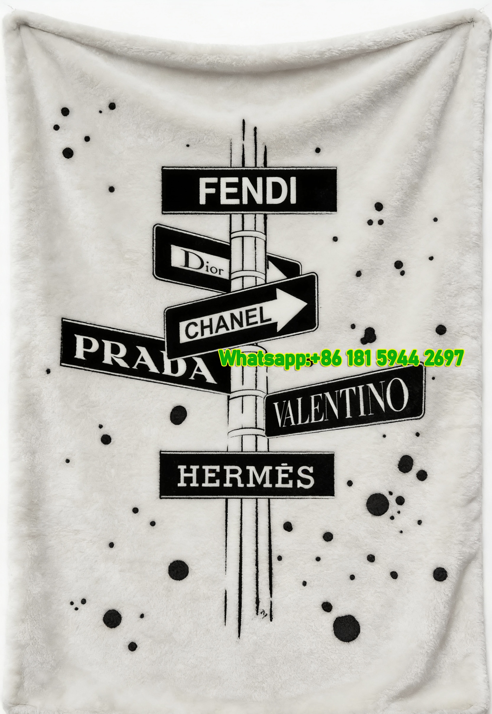 Fendi Luxury Fashion Signpost Print Flannel Sofa Throw Blanket IMG_9392